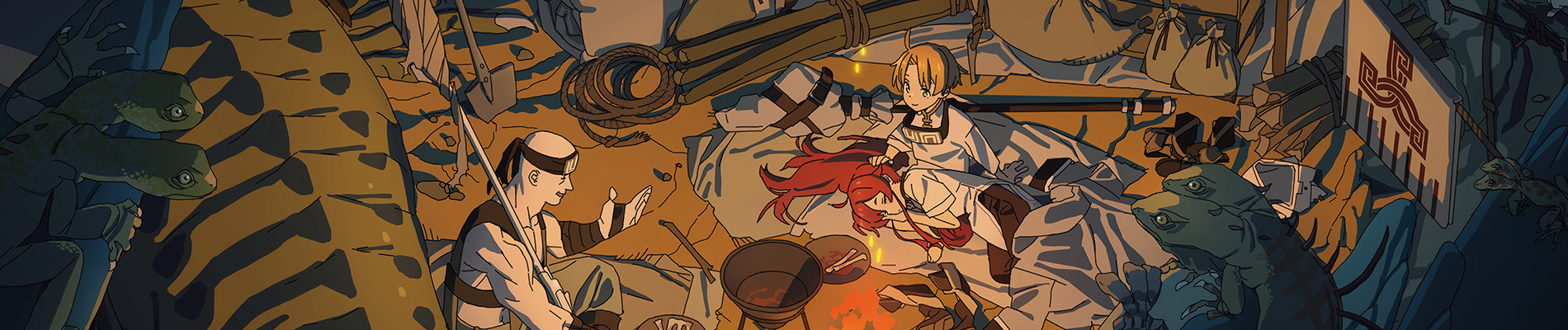 Mushoku Tensei Season 1 official promotional banner featuring Rudeus and Eris